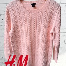 Różowy sweter damski z dodatkiem wełny, H&M, r. L