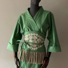 Kimono sukienka 100% bawełny pas z frędzlami.