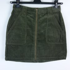 Hollister spódnica mini sztruks khaki zip 5 / S