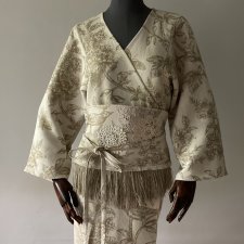 Kimono sukienka bawełna satynowa tłoczony wzór.