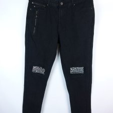 Męskie spodnie jeans Boohoo Man ćwieki zamki UK 36R / L 32"