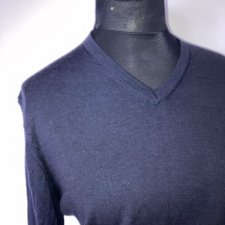 Sweter granatowy wełna merino XXL