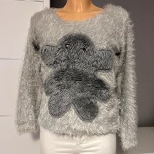 Sweter włochaty O'la Voga szary r.M 38, 90% bawełna