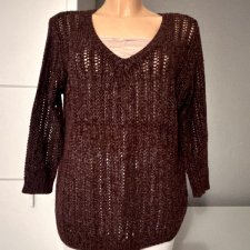 Sweter Pulz bordowy r.M 38 v dekolt wiskoza 95 %