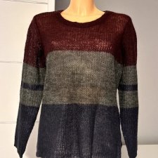 Sweter Saint Tropez r.XS 34 cieniutki delikatny ciepły bordo szary grafit pasy