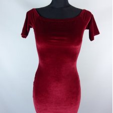 Boohoo sukienka mini welur bordo / XS