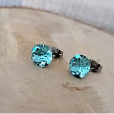 KOLCZYKI SZTYFTY SWAROVSKI light turquoise (8mm)