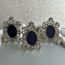 Vintage Rocaille Silver Plated trio Pictures frames ❀ڿڰۣ❀ Komplet ramek miniaturowych