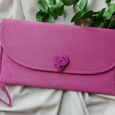 Torebka kopertówka zgaszony mocny róż, soutache sutasz, torebka ręcznie robiona boho fuksja, fuksja torebka, wieczorowa torebka, różowa torebka