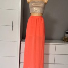 Spódnica Długa Maxi divided h&m rozmiar 36 neonowa różowa