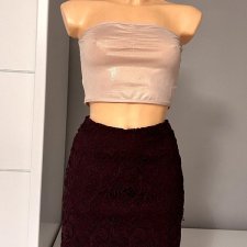 Spódnica mini krótka h&m divided koronkowa rozmiar 34 XS dopasowana bordowa burgundowa