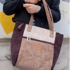 Sztruksowa duża torba Shopper Mocha