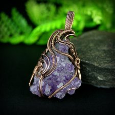 Wisiorek wire wrapping z ametystem