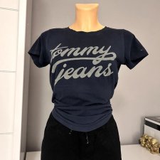 Tommy Jeans granatowy T-shirt, 60% bawełna, M z napisem, logowany