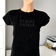 Reserved S czarny T-shirt z napisem Femme Fatale, 100% bawełna