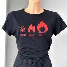 T-shirt Blind date casual, M 38, ogień ???? napisy warm, hot, me, 100% bawełna