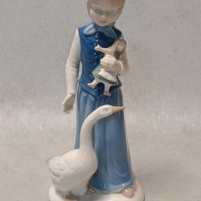 LIPPELSDORF #12204 Porcelanowa Figurka Dziewczynka z lalką i gąską Turynia