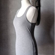 Tank top basic szarość melanżowa bawełna XS S