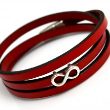 BRANSOLETKA SKÓRZANA MAGNETOOS TRIPLE INFINITY red