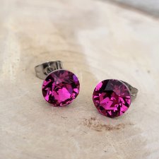 KOLCZYKI SZTYFTY SWAROVSKI FUCHSIA (8mm)