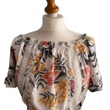 H&M Divided bluzka na lato hiszpanka boho koronka floral kwiaty Wiskoza