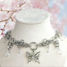 Fairycore Chainmail Choker – Stal chirurgiczna & szkło