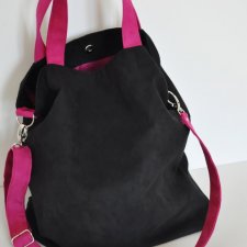 Torba hobo XXL - czerń, fuksja