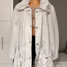 Gina Laura XL 42, parka, biała kurtka, z kieszeniami, zasuwana na zamek