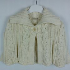 Karen Millen krótki sweter ponczo z wełną ecru XS / S