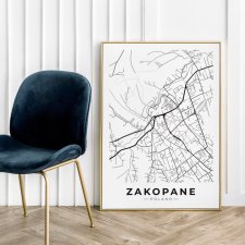 Mapa Zakopane 50x70 cm - plakat Zakopane czarno-biały