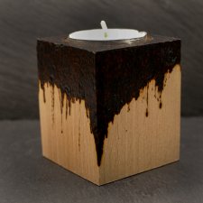 Drewniany świecznik tealight – Roztopy, ręczna pirografia, idealny prezent, upominek