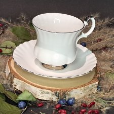 Fine Bone China filiżanka i spodek wzór biała ze złoceniami