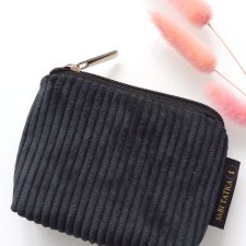 Sztruksowy portfelik card holder Czarny