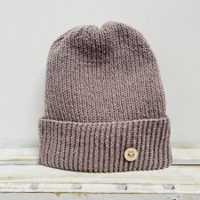 Czapka beanie z wywinięciem uniwersalna ręcznie robiona