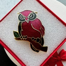 Vintage Owl - Cloisonne Enamel Brooch ❤ Broszka ❤