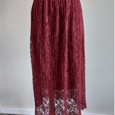 Zara burgundowa spódnica maxi  koronkowa  XS  S